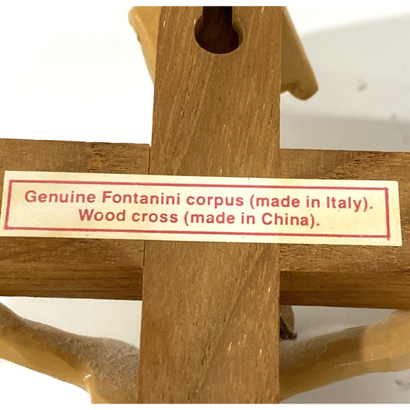 Vintage Italian Fontanini Jesus on Cross Crucifix On Wood Wall Hanging Religious - Picture 8 of 8